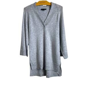 ANN TAYLOR Wool Blend V-neck Tunic Sweater in Gray Women's Size XS